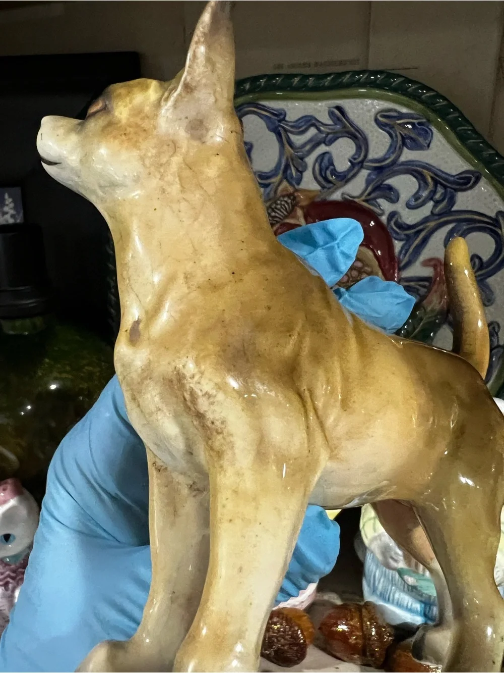 Vintage UCAGCO Japan Chihuahua Dog Figurine Porcelain Ceramic Mid Century